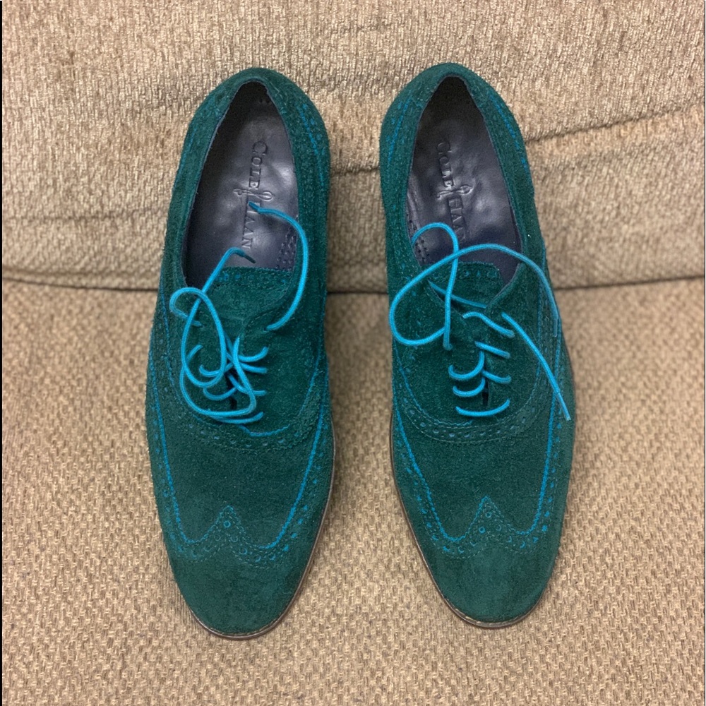 Green suede Cole Haan shoes